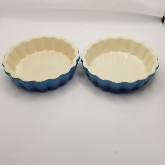 ROCQ Parisian Patisserie 5" Tart Flan Quiche Baking Ramekin Dish blue pair - Picture 6 of 11